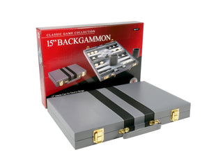 Backgammon- 15" Grey Vinyl Backgammon Set